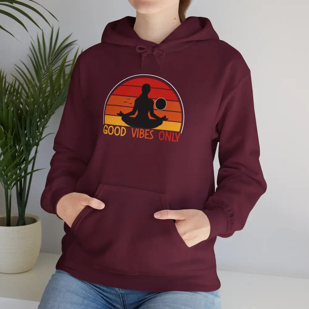 Good Vibes Only Heavy Blend™ Hooded Sweatshirt - Maroon / S - Hoodie