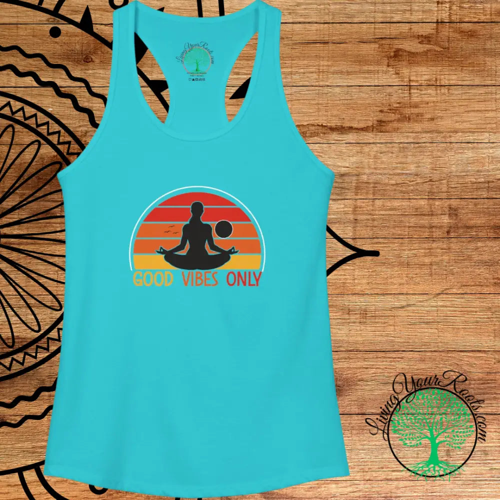 Good Vibes Only Racerback Tank, Women’s Positive Vibe Workout Top - Tank Top