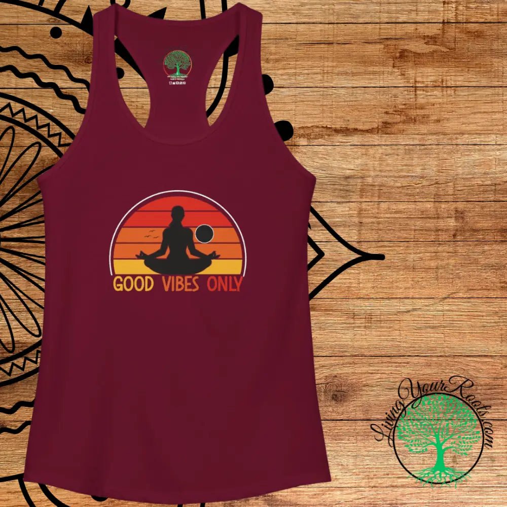 Good Vibes Only Racerback Tank, Women’s Positive Vibe Workout Top - Tank Top