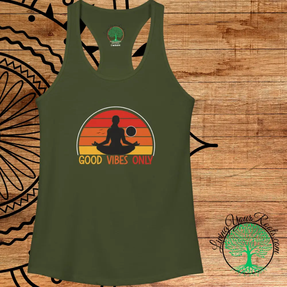 Good Vibes Only Racerback Tank, Women’s Positive Vibe Workout Top - Tank Top