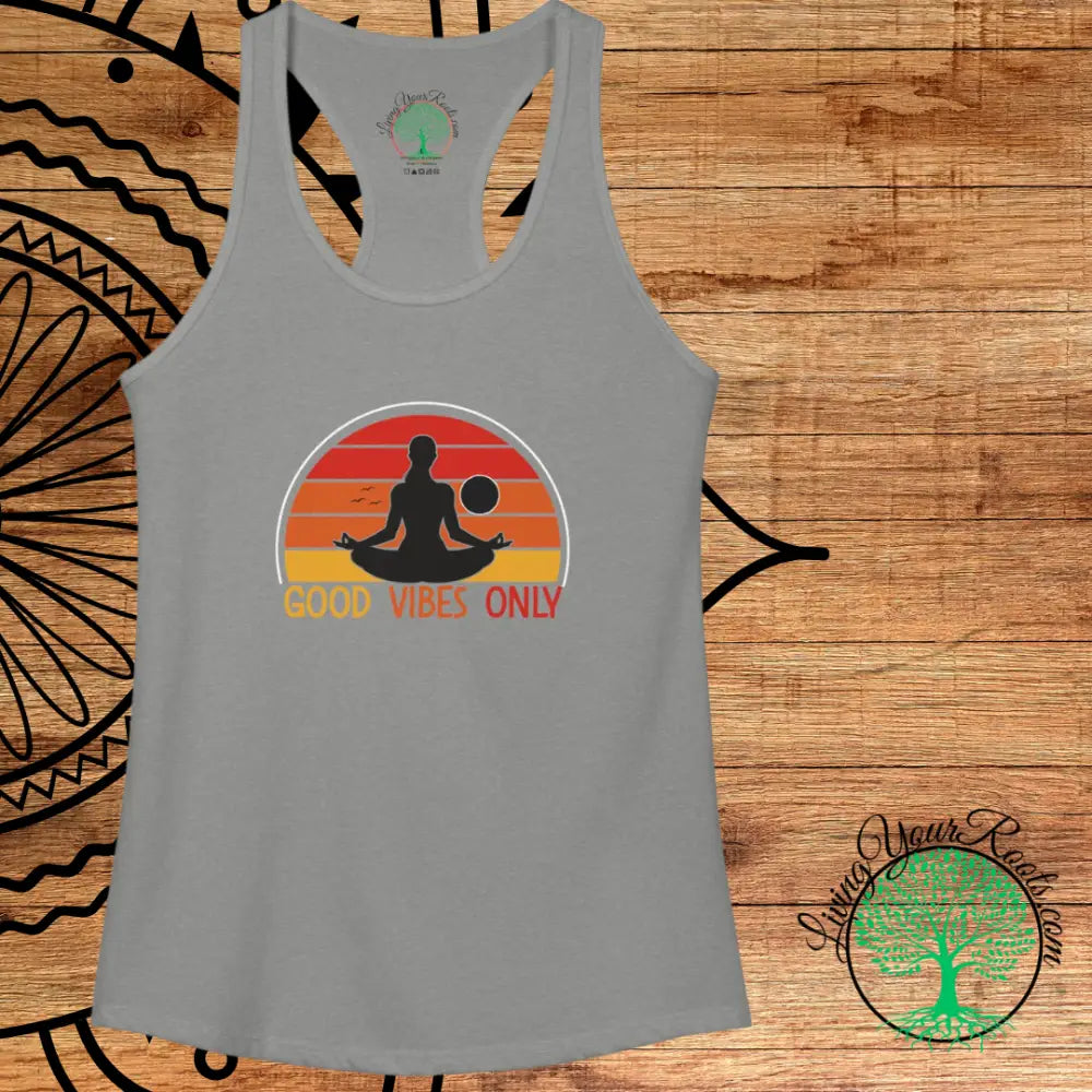 Good Vibes Only Racerback Tank, Women’s Positive Vibe Workout Top - Tank Top