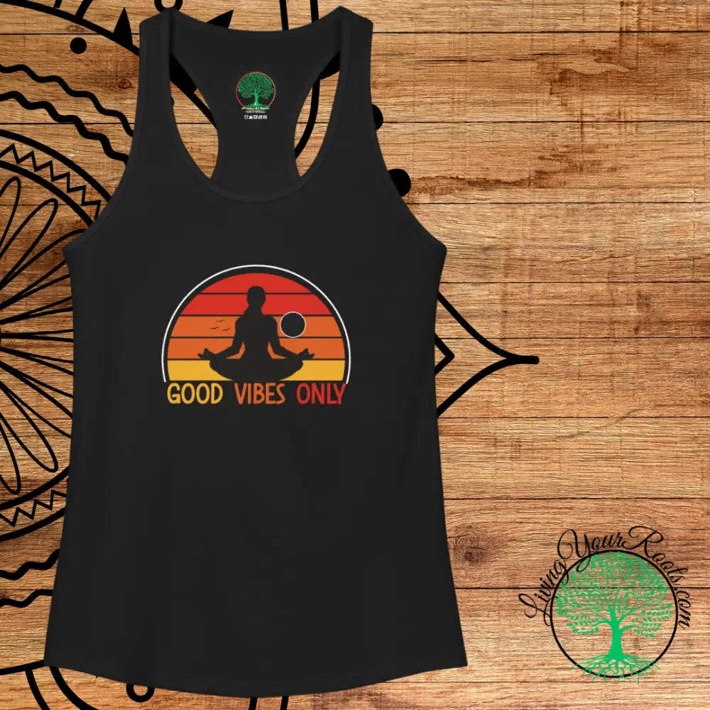 Good Vibes Only Racerback Tank, Women’s Positive Vibe Workout Top - Tank Top