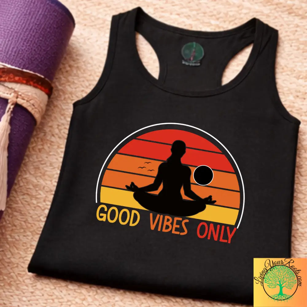 Good Vibes Only Racerback Tank, Women’s Positive Vibe Workout Top - Tank Top