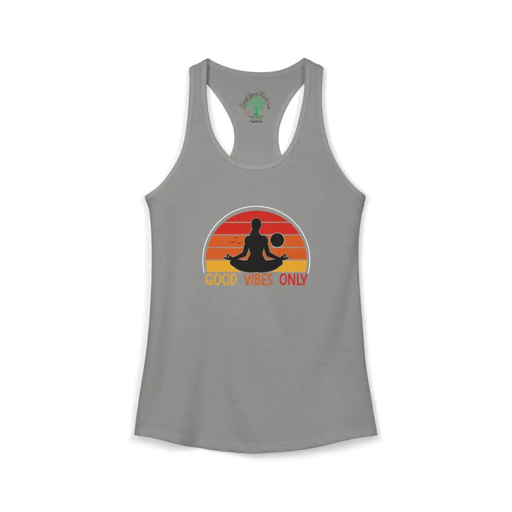 Good Vibes Only Racerback Tank — Women’s Positive Vibe Workout Top - XS / Heather Grey - Tank Top