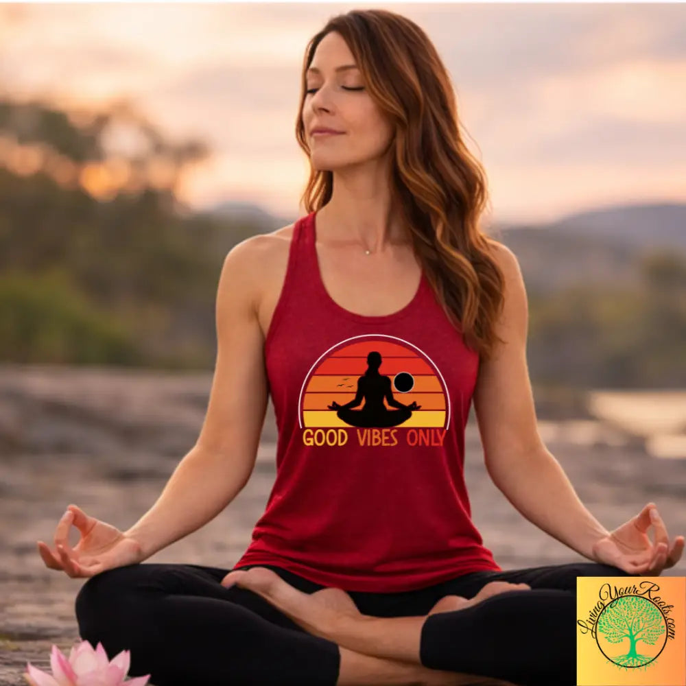 Good Vibes Only Racerback Tank, Women’s Positive Vibe Workout Top - XS / Solid Cardinal Red - Tank Top