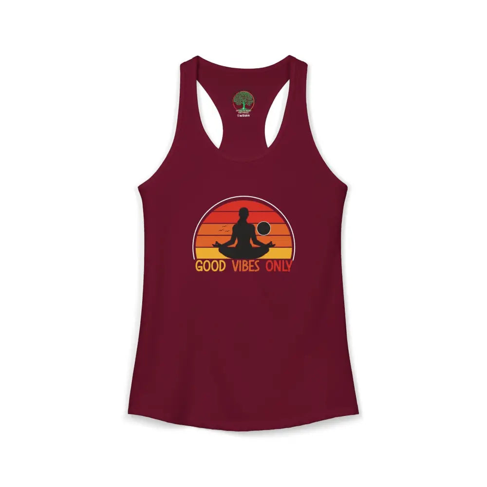 Good Vibes Only Racerback Tank — Women’s Positive Vibe Workout Top - XS / Solid Cardinal Red - Tank Top