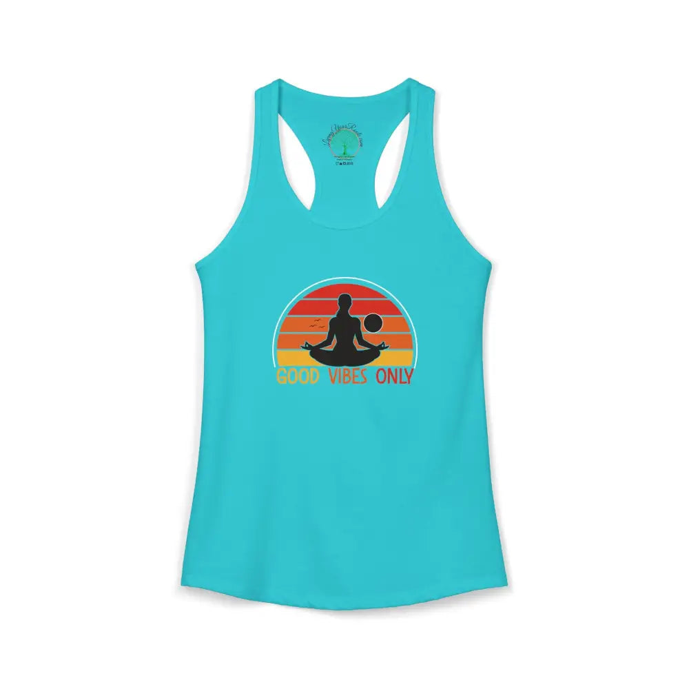 Good Vibes Only Racerback Tank — Women’s Positive Vibe Workout Top - XS / Solid Tahiti Blue - Tank Top