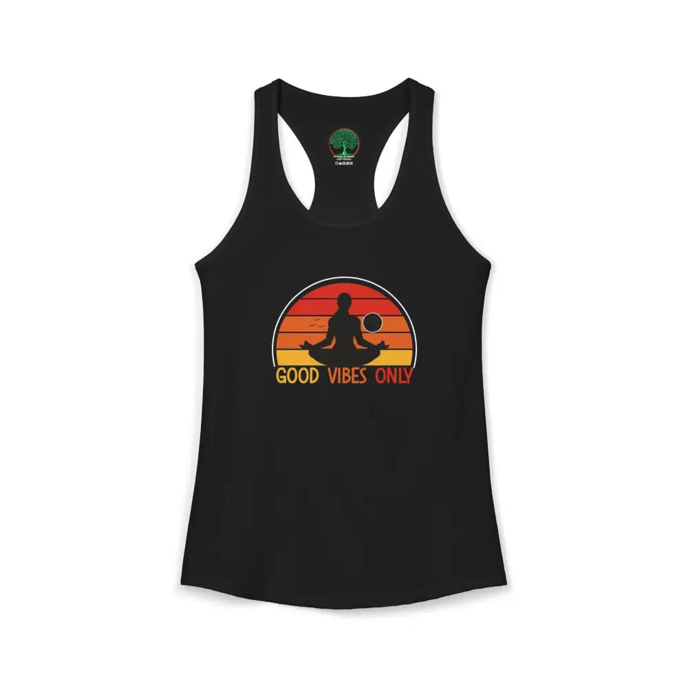 Good Vibes Only Racerback Tank — Women’s Positive Vibe Workout Top - XS / Solid Black - Tank Top