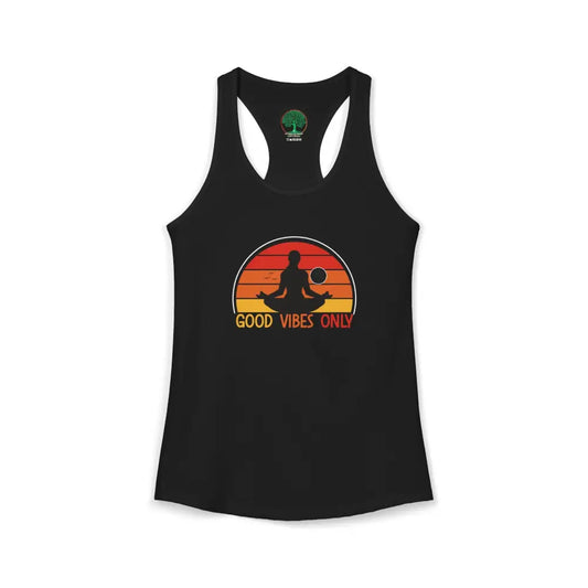 Good Vibes Only Racerback Tank — Women’s Positive Vibe Workout Top - XS / Solid Black - Tank Top