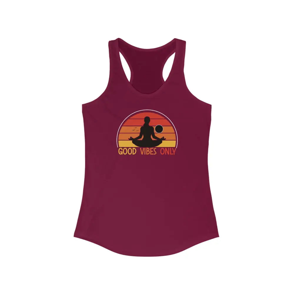 Good Vibes Only...Women’s Ideal Racerback Tank - Solid Cardinal Red / XS - Tank Top