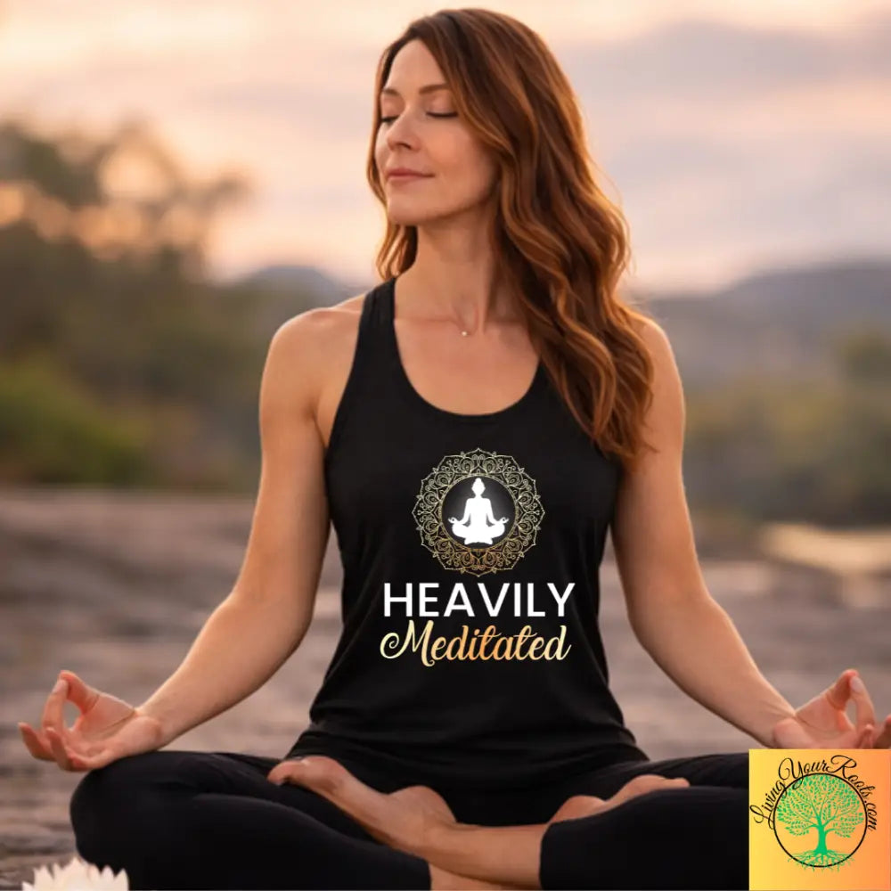 Heavily Meditated Mandala Tank-top Women’s Racerback Yoga Tank - XS / Solid Black - Tank Top