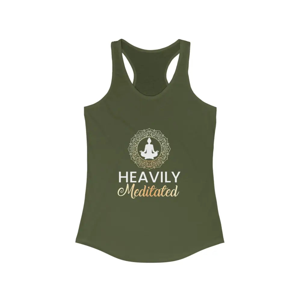 Heavily Meditated Women’s Ideal Racerback Tank - Solid Military Green / XS - Tank Top