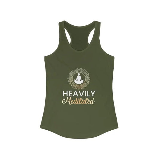 Heavily Meditated Women’s Ideal Racerback Tank - Solid Military Green / XS - Tank Top