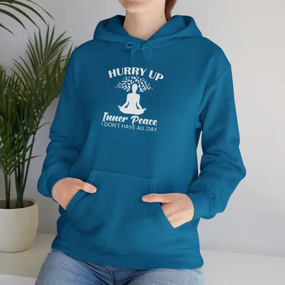 Hurry Up Inner Peace Heavy Blend™ Hooded Sweatshirt - Antique Sapphire / S - Hoodie