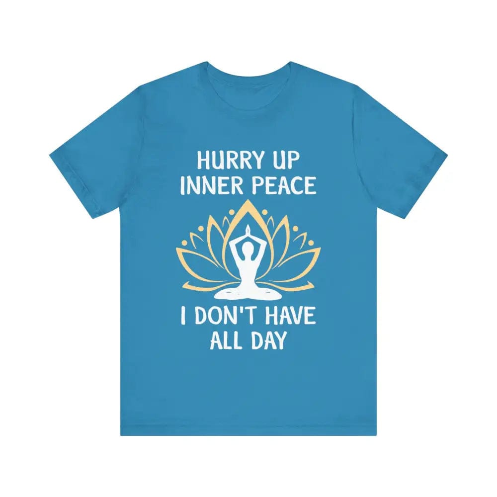 Hurry Up Inner Peace Unisex Jersey Short Sleeve Yoga Tee - Aqua / S - T-Shirt