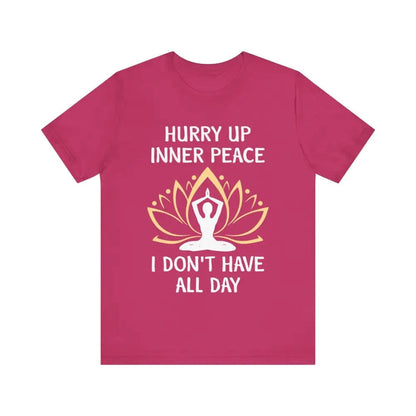 Hurry Up Inner Peace Unisex Jersey Short Sleeve Yoga Tee - Berry / S - T-Shirt