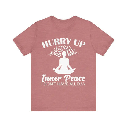 Hurry Up Inner Peace Unisex Jersey Short Sleeve Yoga Tee - Heather Mauve / S - T-Shirt