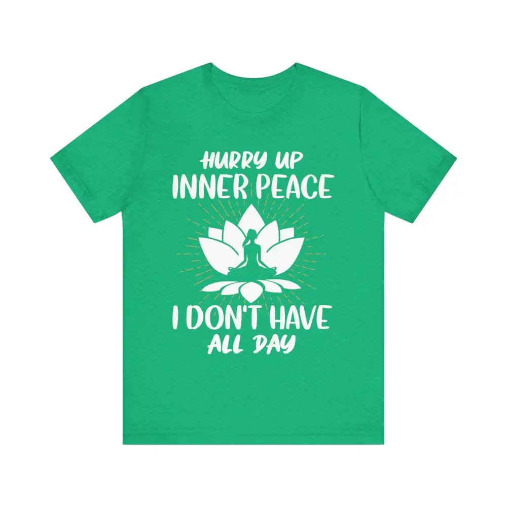 Hurry Up Inner Peace Unisex Jersey Short Sleeve Yoga Tee - Heather Kelly / S - T-Shirt