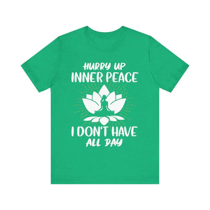 Hurry Up Inner Peace Unisex Jersey Short Sleeve Yoga Tee - Heather Kelly / S - T-Shirt