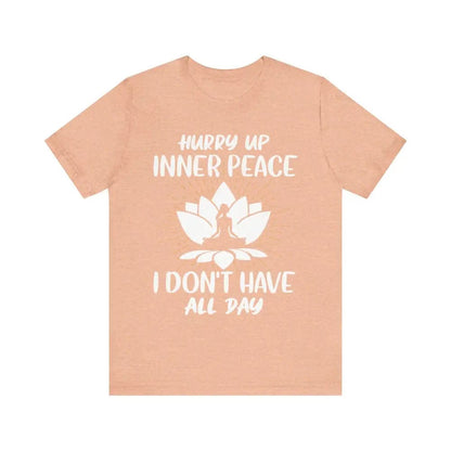 Hurry Up Inner Peace Unisex Jersey Short Sleeve Yoga Tee - Heather Peach / S - T-Shirt