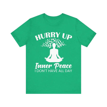 Hurry Up Inner Peace Unisex Jersey Short Sleeve Yoga Tee - Heather Kelly / S - T-Shirt