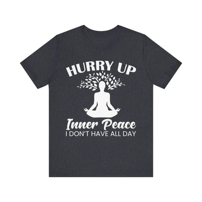 Hurry Up Inner Peace Unisex Jersey Short Sleeve Yoga Tee - Heather Navy / S - T-Shirt