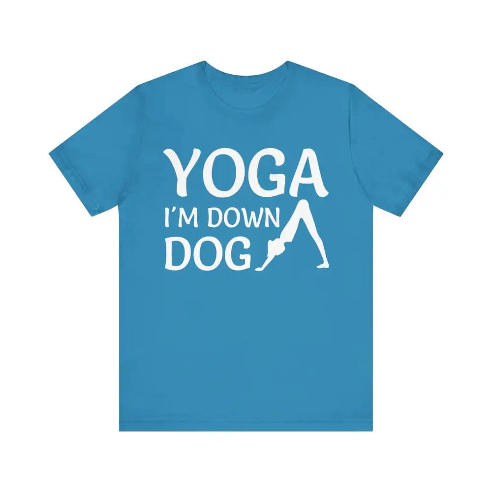 I’m Down Dog Unisex Jersey Short Sleeve Yoga Tee - Aqua / S - T-Shirt