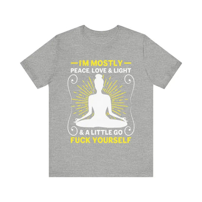 I’m Mostly Peace Love and Light Unisex Jersey Short Sleeve Yoga Tee - Athletic Heather / S - T-Shirt