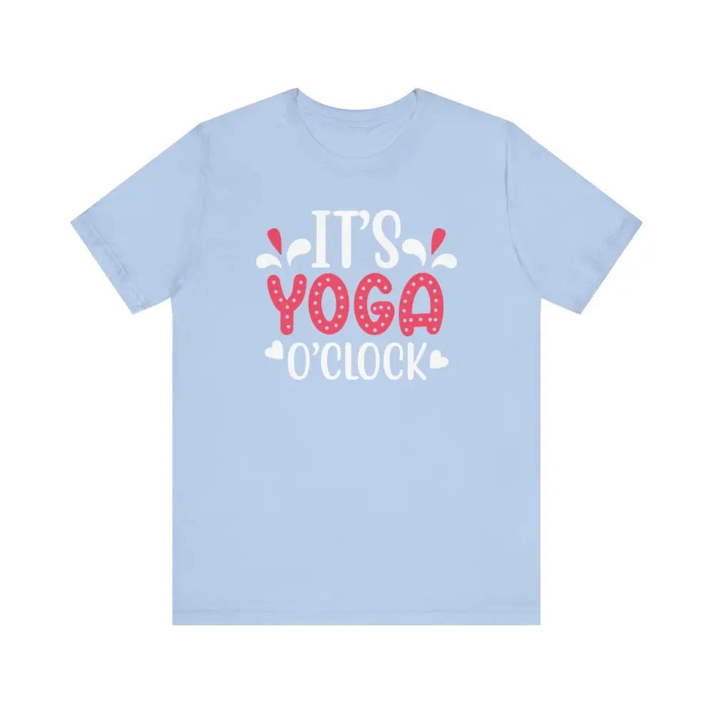 It’s Yoga O’Clock Funny Unisex Jersey Short Sleeve Yoga Tee - Baby Blue / S - T-Shirt