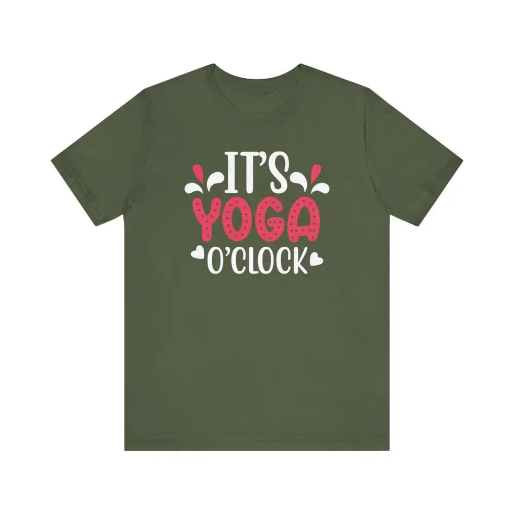 It’s Yoga O’Clock Funny Unisex Jersey Short Sleeve Yoga Tee - Military Green / S - T-Shirt