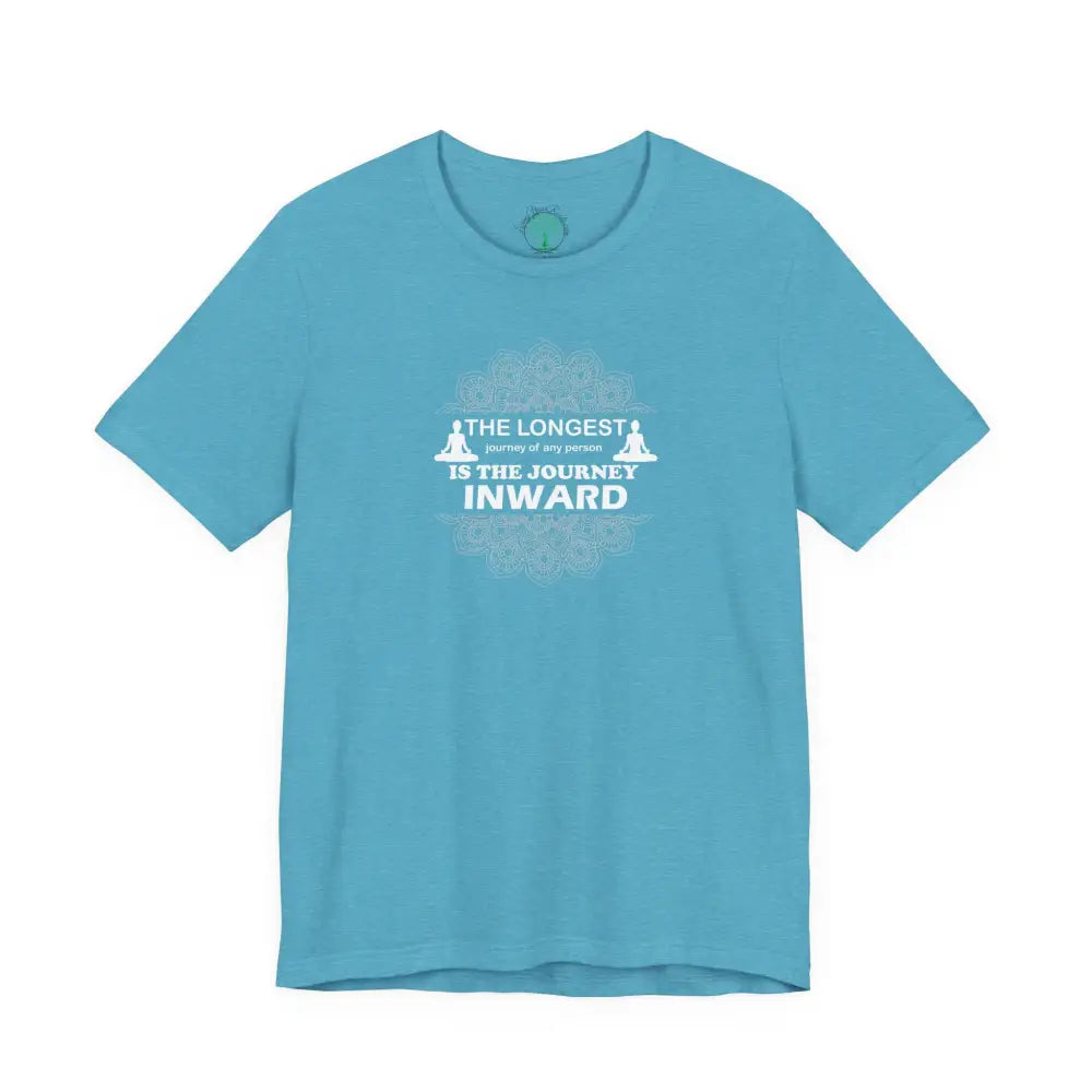 Journey Inward T-Shirt, Mindfulness Meditation Tee - Heather Aqua / M - T-Shirt