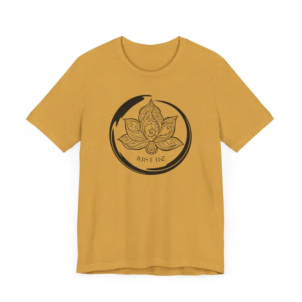 Just Be Unisex Jersey Short Sleeve Yoga Tee - Heather Mustard / XS - T-Shirt