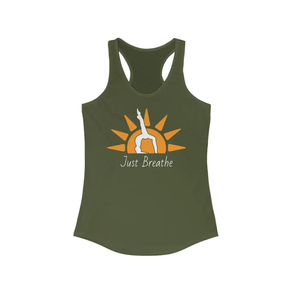 Just Breathe...Women’s Ideal Racerback Tank - Solid Military Green / XS - Tank Top