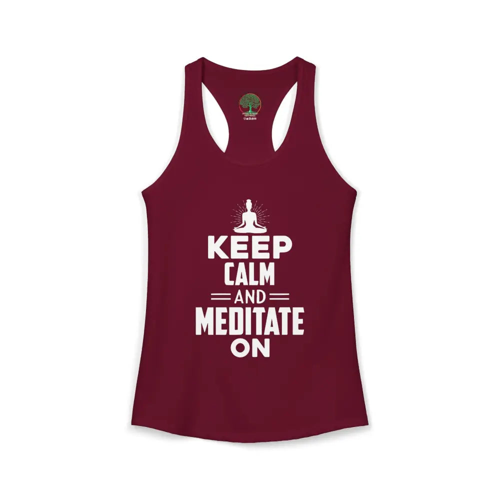 Keep Calm and Meditate On Racerback Tank — Women’s Meditation Yoga Tank - XS / Solid Cardinal Red - Tank Top