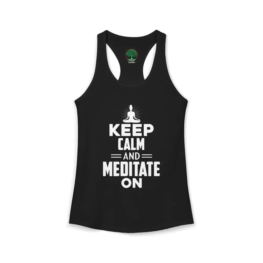 Keep Calm and Meditate On Racerback Tank — Women’s Meditation Yoga Tank - XS / Solid Black - Tank Top