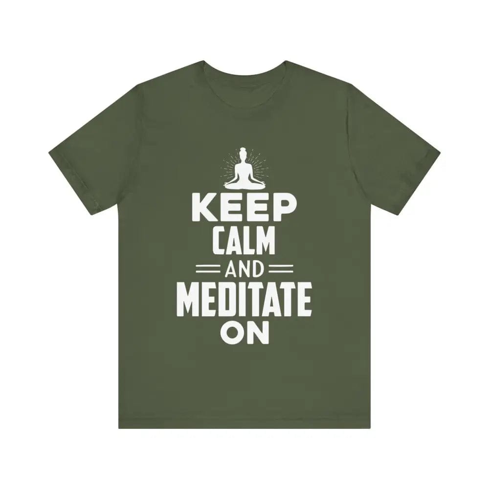 Keep Calm and Meditate On Unisex Jersey Short Sleeve Yoga Tee - Military Green / S - T-Shirt