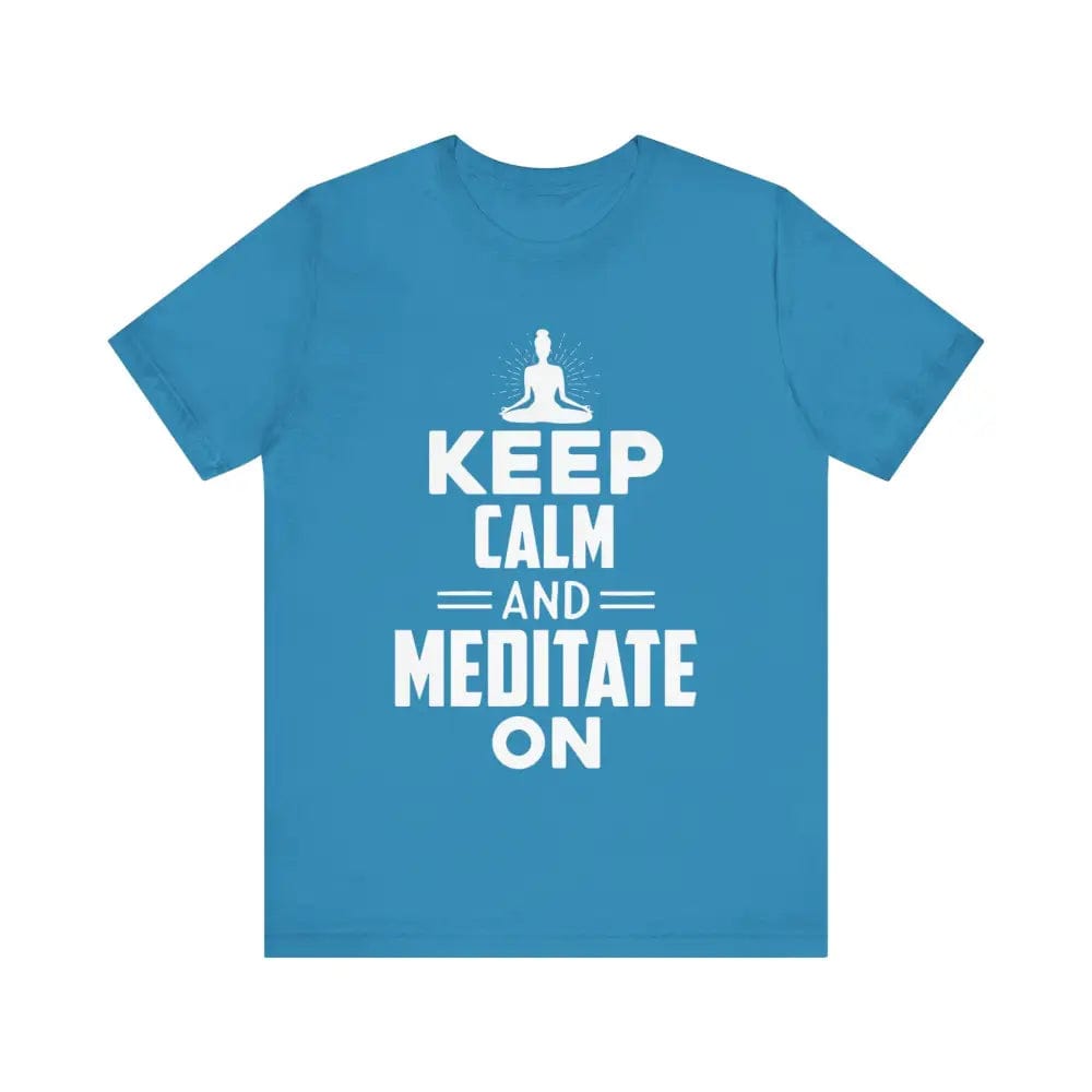 Keep Calm and Meditate On Unisex Jersey Short Sleeve Yoga Tee - Aqua / S - T-Shirt