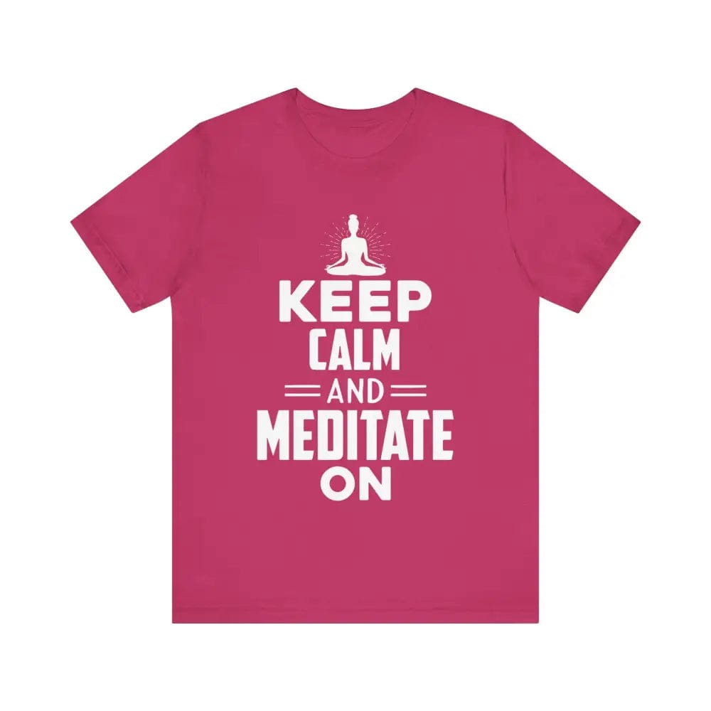 Keep Calm and Meditate On Unisex Jersey Short Sleeve Yoga Tee - Berry / S - T-Shirt