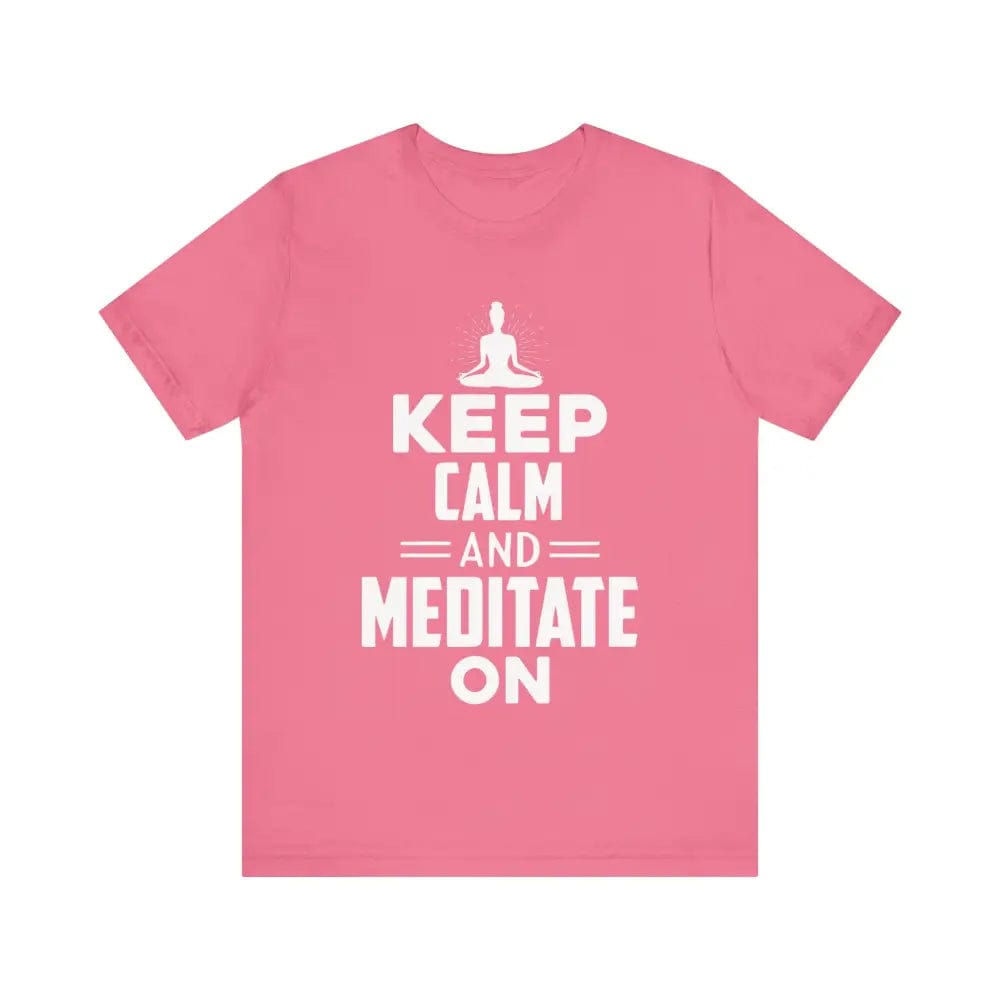 Keep Calm and Meditate On Unisex Jersey Short Sleeve Yoga Tee - Charity Pink / S - T-Shirt