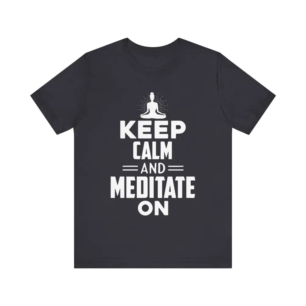 Keep Calm and Meditate On Unisex Jersey Short Sleeve Yoga Tee - Dark Grey / S - T-Shirt