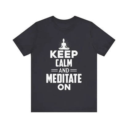 Keep Calm and Meditate On Unisex Jersey Short Sleeve Yoga Tee - Dark Grey / S - T-Shirt