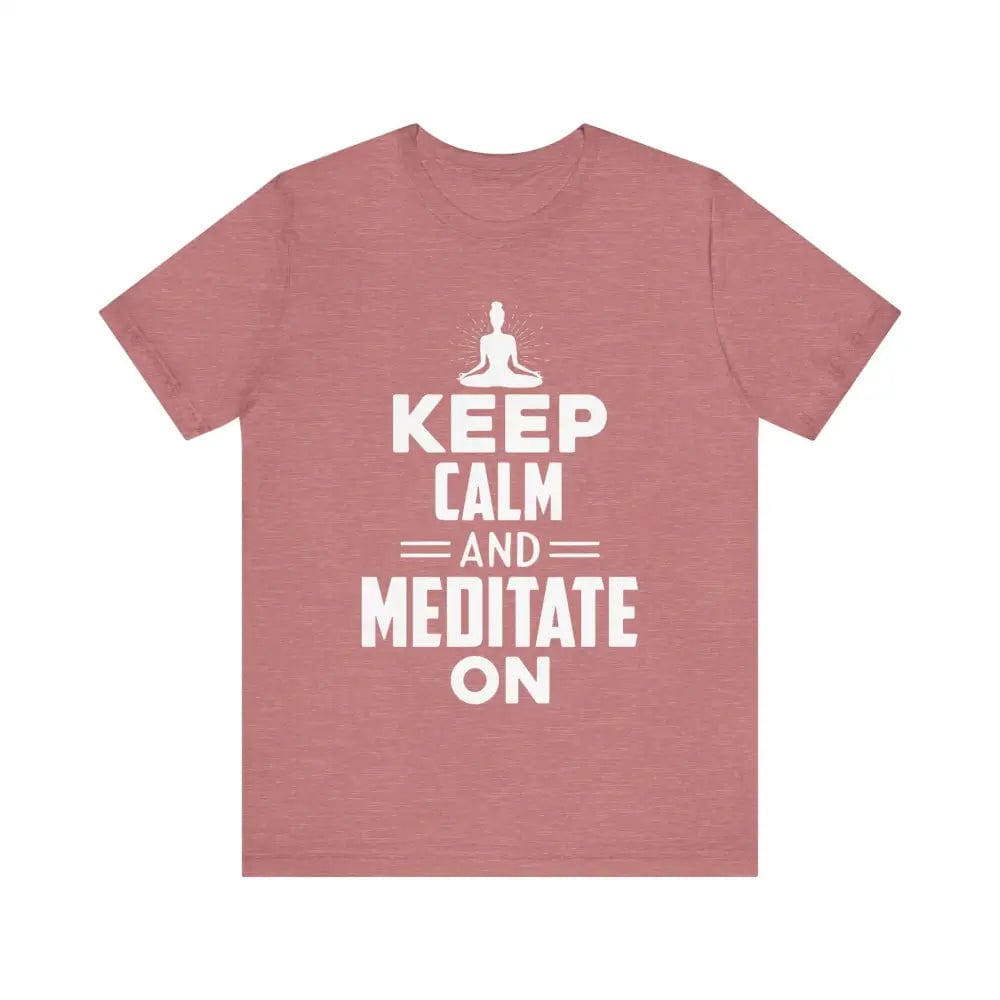 Keep Calm and Meditate On Unisex Jersey Short Sleeve Yoga Tee - Heather Mauve / S - T-Shirt