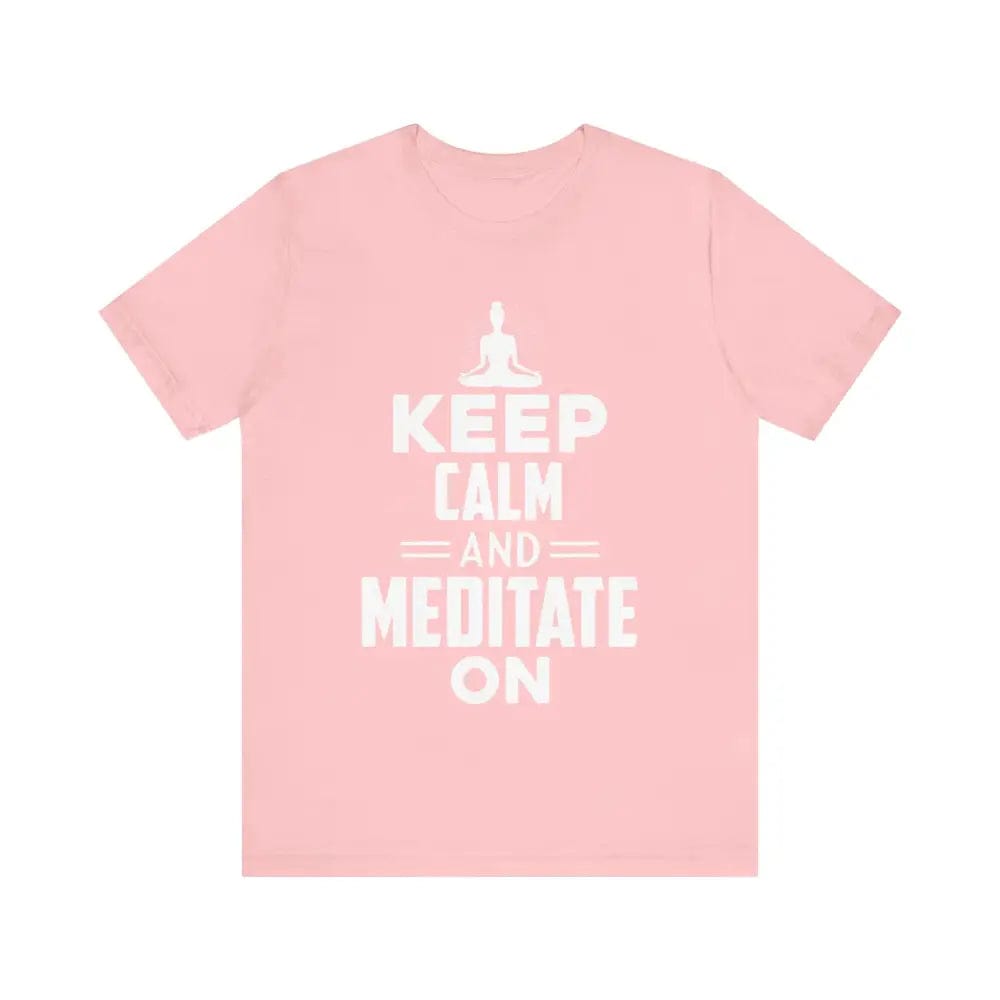 Keep Calm and Meditate On Unisex Jersey Short Sleeve Yoga Tee - Pink / S - T-Shirt