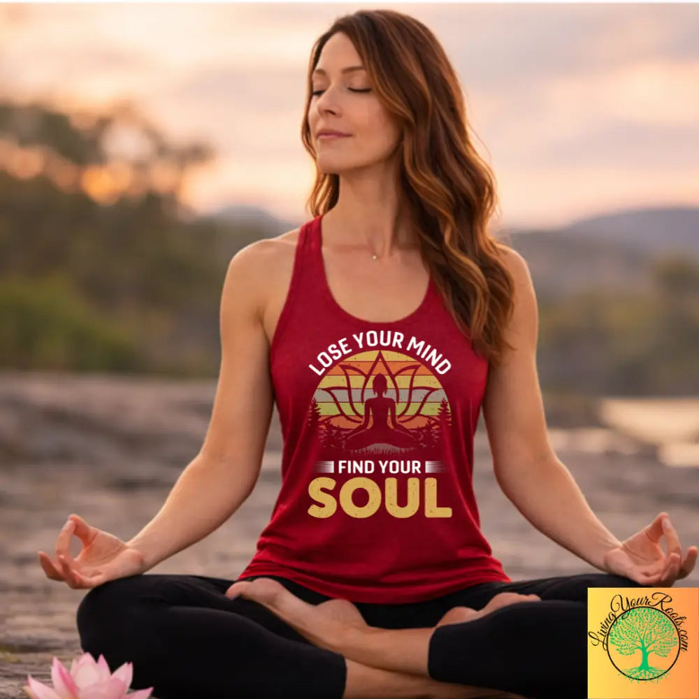 Lose Your Mind Find Your Soul Yoga Meditation Inspired Womens Racerback Tank - XS / Solid Cardinal Red - Tank Top