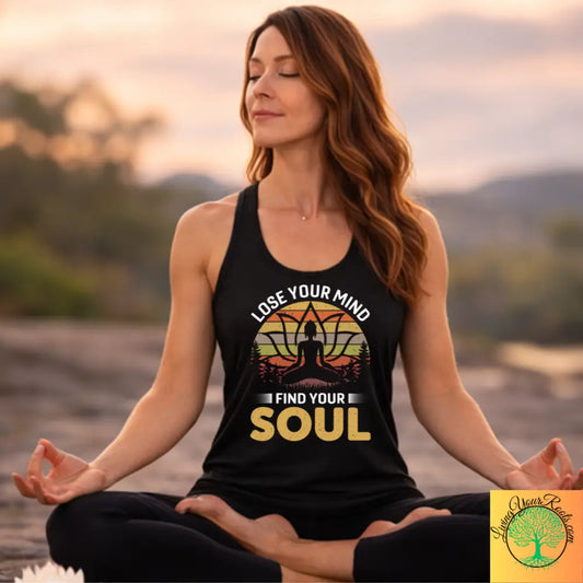 Lose Your Mind Find Your Soul Yoga Meditation Inspired Womens Racerback Tank - XS / Solid Black - Tank Top
