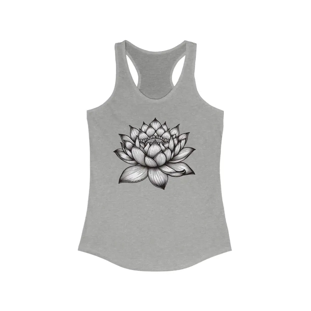 Lotus...Women’s Ideal Racerback Tank - Heather Grey / XS - Tank Top