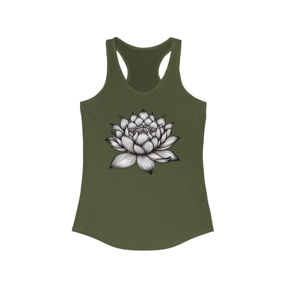 Lotus...Women’s Ideal Racerback Tank - Solid Military Green / XS - Tank Top