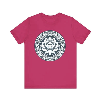 Mandala Lotus Unisex Jersey Short Sleeve Yoga Tee - Berry / S - T-Shirt