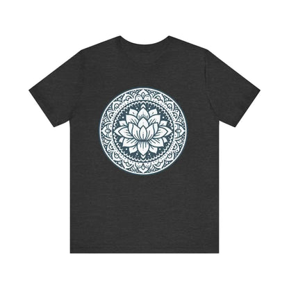 Mandala Lotus Unisex Jersey Short Sleeve Yoga Tee - Dark Grey Heather / S - T-Shirt