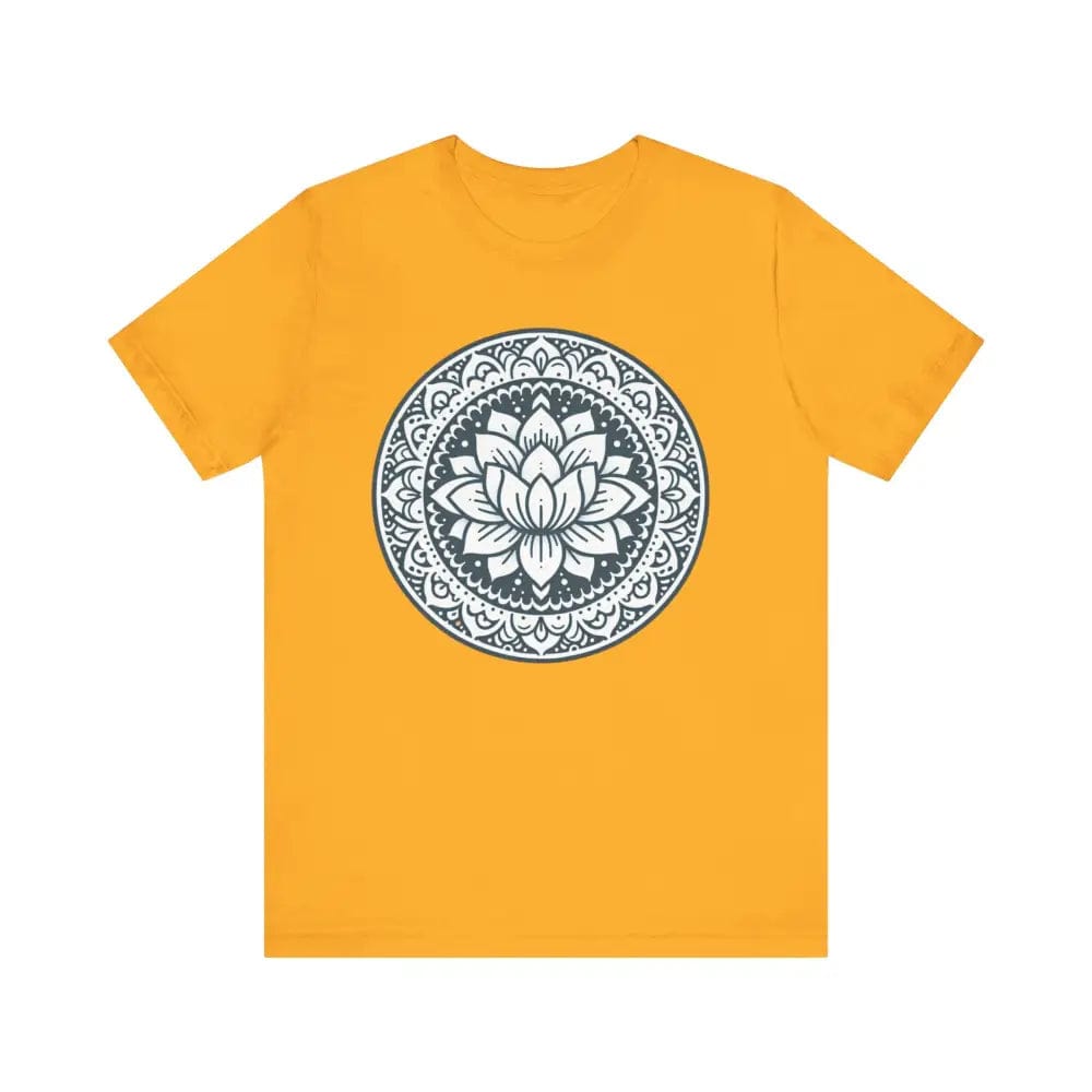 Mandala Lotus Unisex Jersey Short Sleeve Yoga Tee - Gold / S - T-Shirt